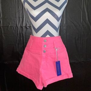 Neon Pink High-Waisted Shorts